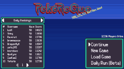 The main menu of PokéRogue